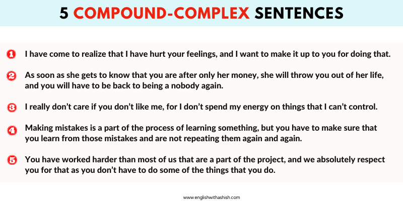 5 COMPOUND-COMPLEX sentences